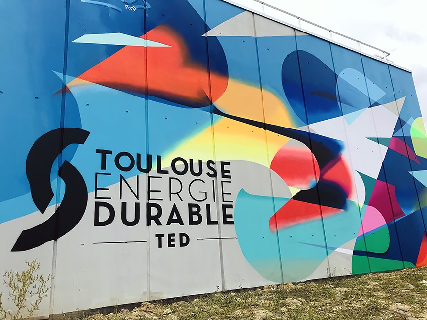 Decoration murale fresque artistique toulouse energie durable dalkia chaufferie montaudran