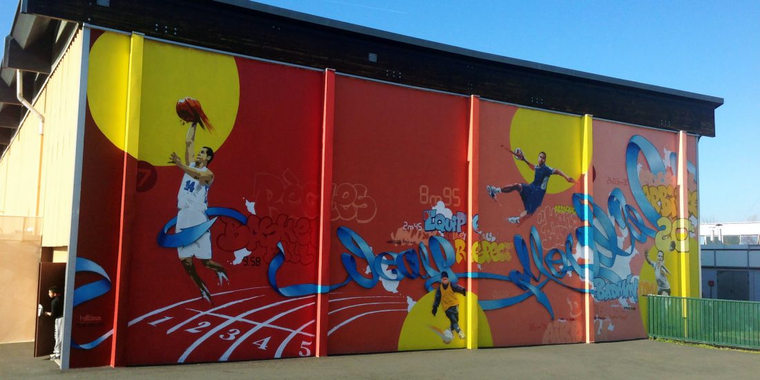 fresque gymnase ecole julesjulien toulouse sport graffiti